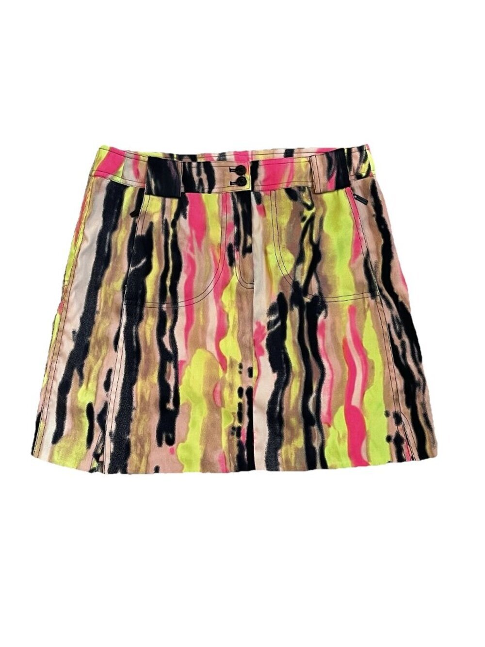 Jamie Sadock Golf Skort Size 12 Neon Stripe Built In Stretch Shorts Zip Pockets